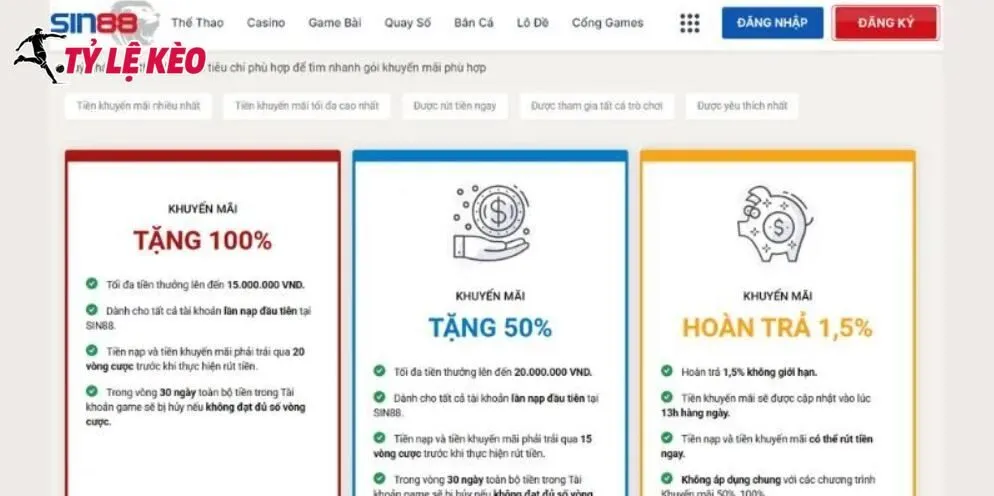 Chương trình khuyến mãi hấp dẫn chỉ có ở SIN88.